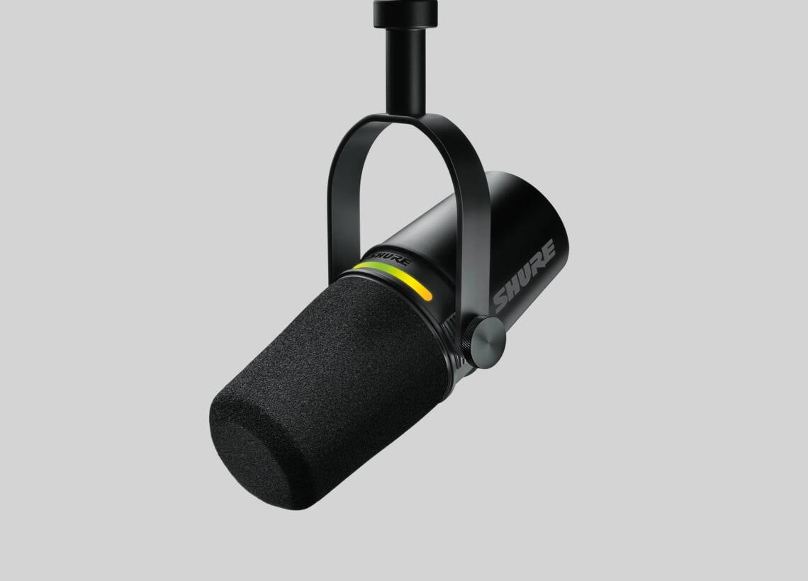 Black Shure MV7 Plus microphone